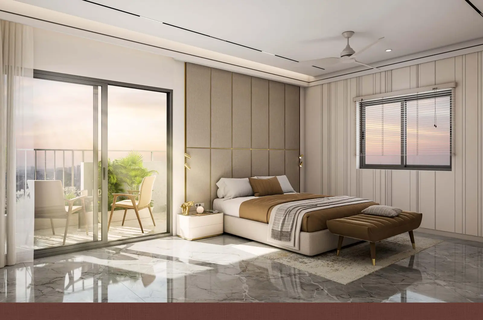 Bedroom interior at Sri Tirumala Legacy