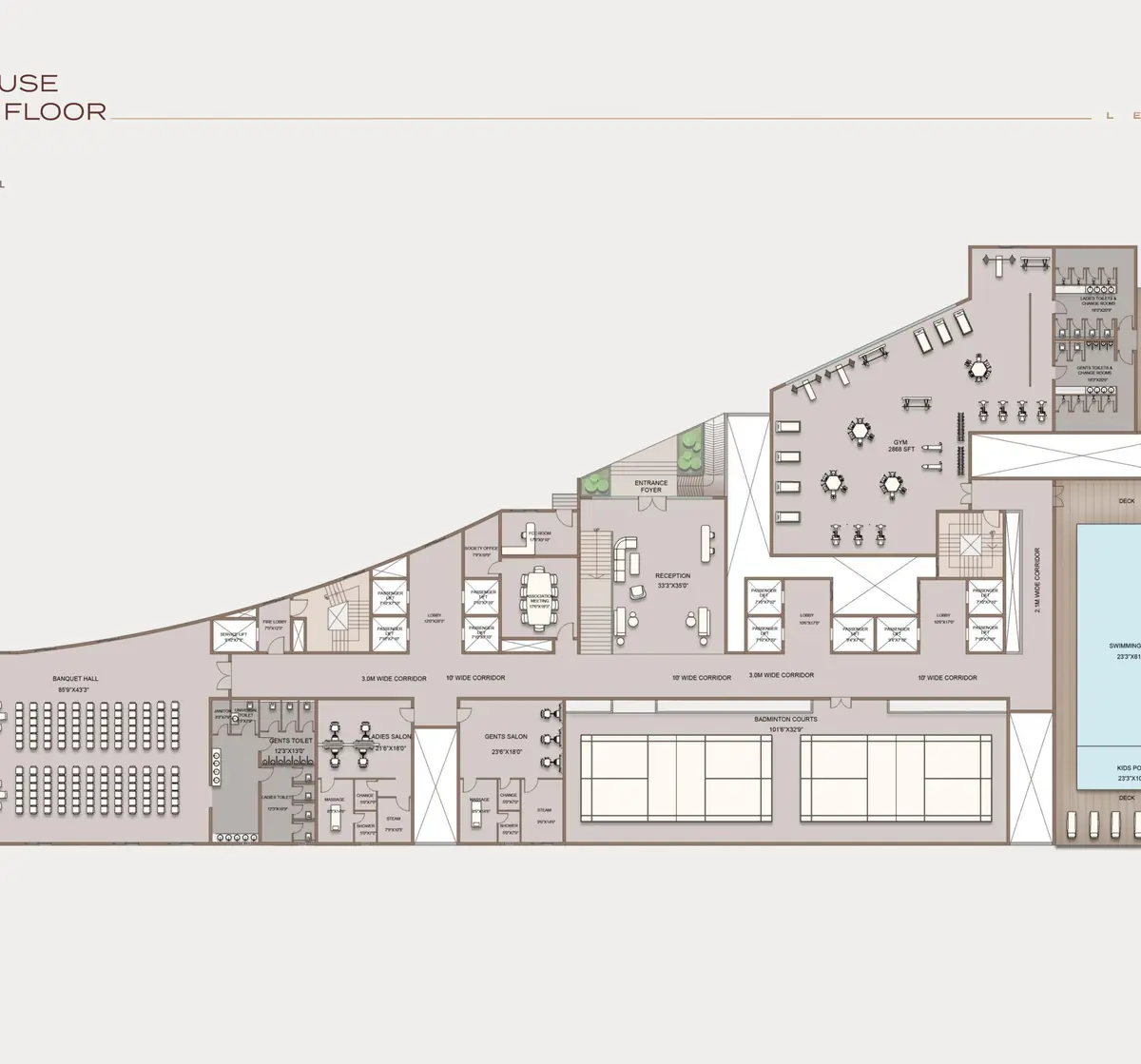 Clubhouse ground floor plan at Sri Tirumala Legacy